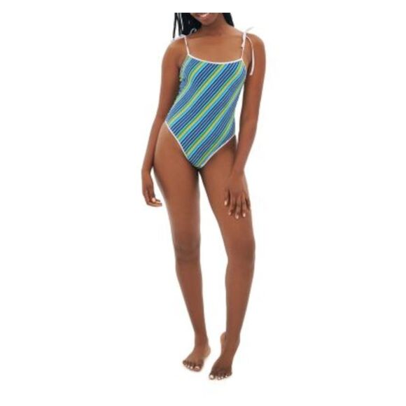 TROPIC OF C Women's Navy Tie Straps Cosmo Scoop Neck One Piece Swimsuit XS - Picture 1 of 3
